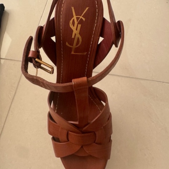 Yves Saint Laurent Tribute Platform Sandals, Wood effect, 37 - Picture 2 of 9